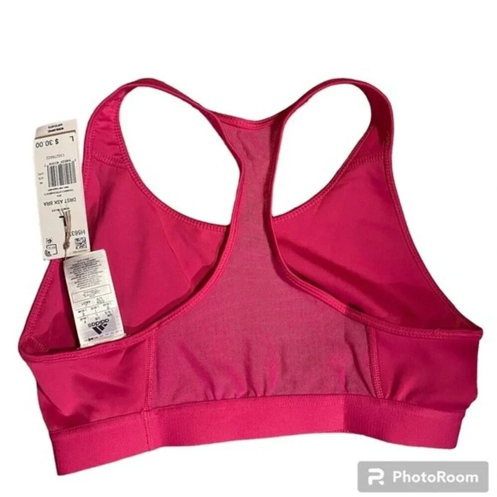 Adidas Don't Rest Alphaskin Sports Bra - Large Racerback Bright Pink - Picture 2 of 6